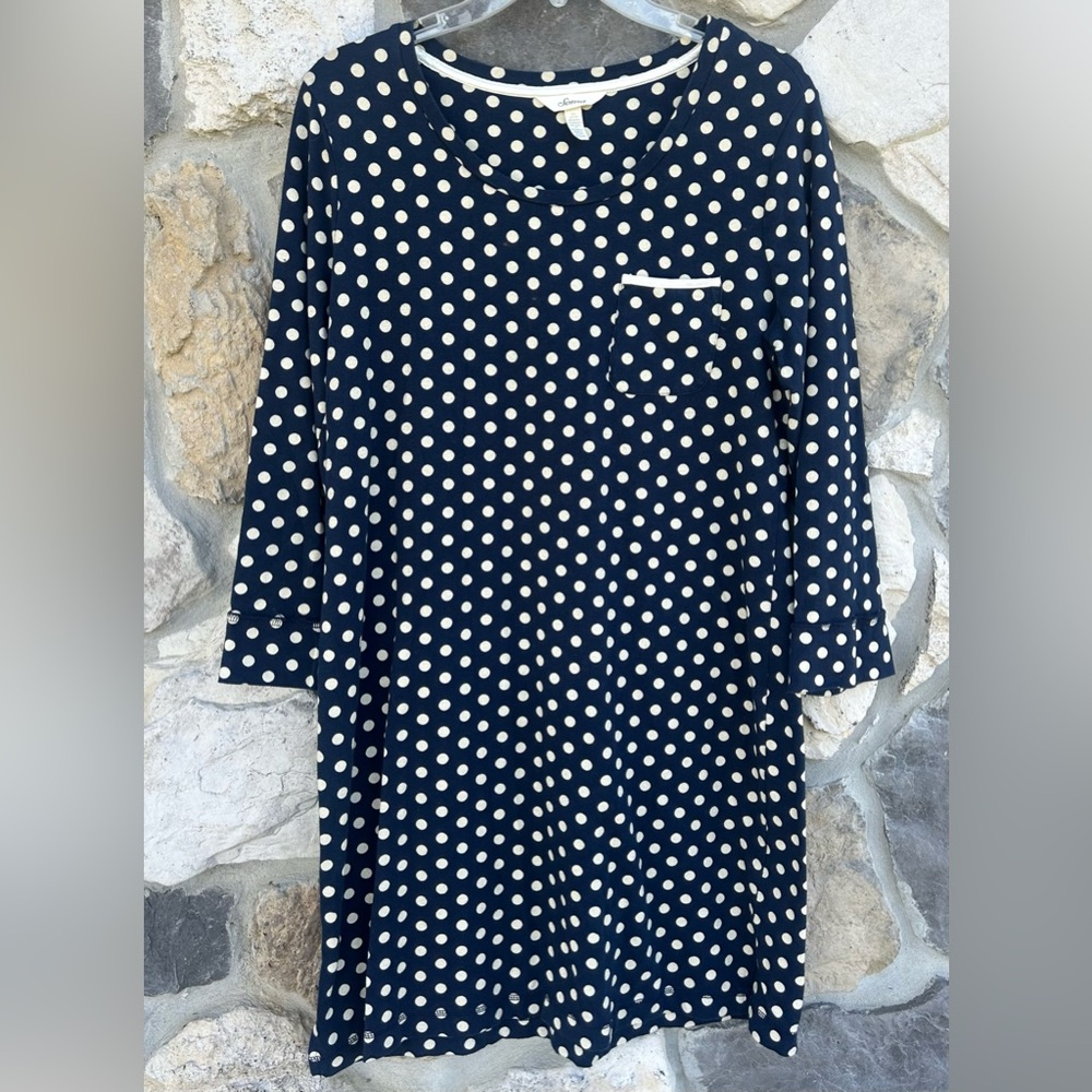 Soma Nightgown Sz M Blue Polka Dot Sleep Dress Loungewear Stretchy Cotton Modal